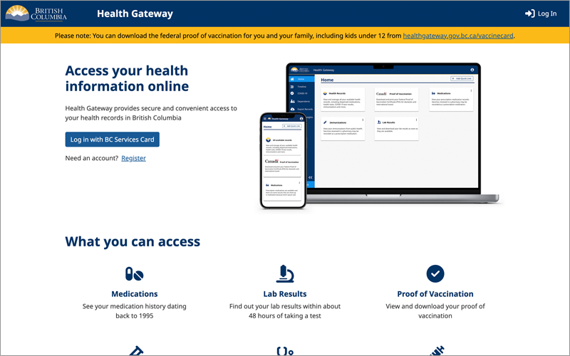 Health gateway website